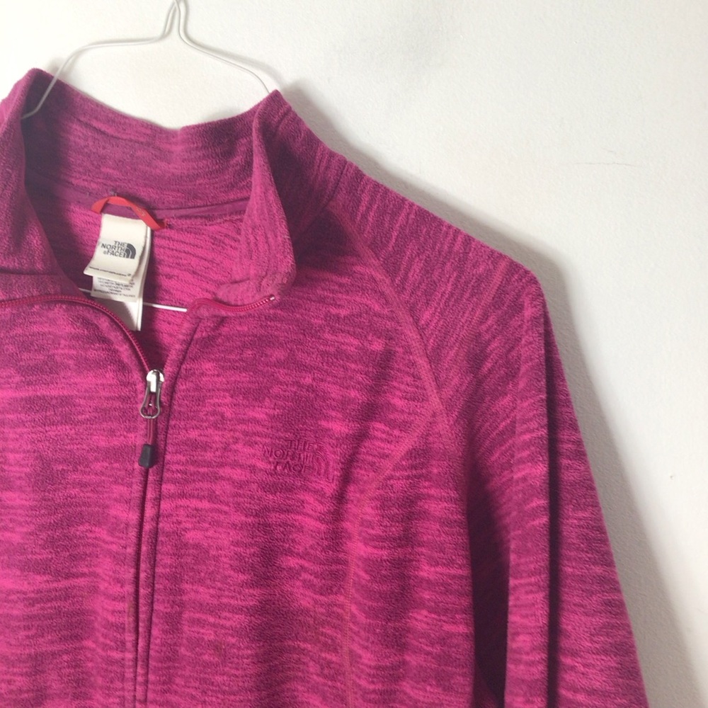 The North Face Women's Heathered Fuchsia Zip-Front Crew Sweater